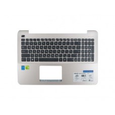 13NB0621AP0131 Клавиатура для ноутбука Asus R556L с топкейсом, золотистая панель, черные кнопки (с разбора)