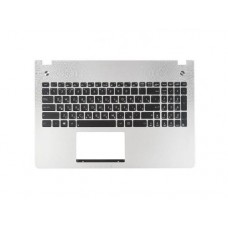 90R-N9J1K2i80U Клавиатура для ноутбука Asus N56VM-1A с топкейсом, серебристая панель, черные кнопки