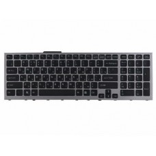 148781561 Клавиатура для ноутбука Sony Vaio VPC-F, VPC-F11, VPCF11Z1R, VPCF11E1R, VPCF11S1R, VPCF11M1R, VPCF12S1R, VPCF12M1R, VPCF12E1R, VPCF12Z1R, VPCF13Z1R, VPCF13S1R, VPCF13E1R, VPCF13E8R, VPCF13S8R, VPCF13Z8R, серая рамка, черные кнопки, подсветка, го