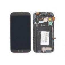 Дисплей в сборе с тачскрином и передней панелью для Samsung Galaxy Note 2 (GT-N7100) серый AMOLED