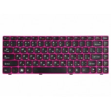 25-013126 Клавиатура для ноутбука Lenovo IdeaPad B470, G470, V470, Z470, черные кнопки, красная рамка, гор. Enter