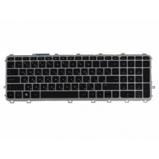 720244-251 Клавиатура для ноутбука HP Envy 15, 15-j000er, с подсветкой, черные клавиши, серебристая рамка, гор. Enter