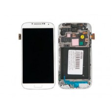 Дисплей в сборе с тачскрином и передней панелью для Samsung Galaxy S4 (GT-I9505) белый AMOLED