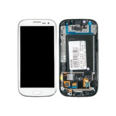 Дисплей в сборе с тачскрином и передней панелью для Samsung Galaxy S3 (GT-I9305) белый AMOLED