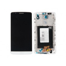 Дисплей в сборе с тачскрином и передней панелью для LG G3 D855, белый
