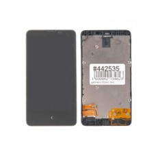 Дисплей в сборе с тачскрином и передней панелью для Nokia X Dual Sim черный
