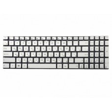 0KNB0-6625RU00 Клавиатура для ноутбука Asus N550J, N550JA, N550JK, N550JV, N550JX, N550LF, N750, N750JV, N750JK, серебристая без рамки, с подсветкой, гор. Enter
