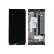 Дисплей в сборе с тачскрином и передней панелью для Asus Zenfone Go ZC500TG черный (б/у, с разбора, царапины)