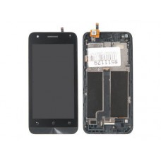 Дисплей в сборе с тачскрином и передней панелью для Asus Zenfone C ZC451CG черный (б/у, с разбора, царапины)