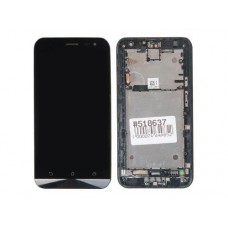 Дисплей в сборе с тачскрином и передней панелью для ASUS Zenfone 2 Laser ZE500KL, черный (б/у, с разбора)