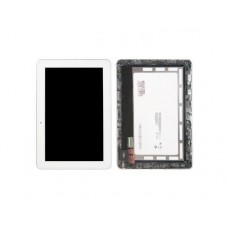 Дисплей в сборе с тачскрином и передней панелью для Asus Transformer Pad, белый, б/у, с разбора, царапины