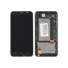 Дисплей в сборе с тачскрином и передней панелью для ASUS ZenFone Go ZB551KL, черный (б/у, с разбора)