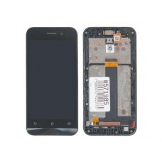 Дисплей в сборе с тачскрином и рамкой крепления для ASUS Zenfone Go ZB450KL черный с разбора