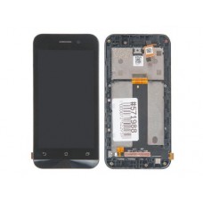 Дисплей в сборе с тачскрином и рамкой крепления для ASUS Zenfone Go ZB452KG (JZH) черный с разбора