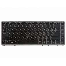 731179-251 Клавиатура для ноутбука HP EliteBook 750, 840, 850 G1, черные клавиши, серебристая рамка, с подсветкой, с трекпоинтом, гор. Enter