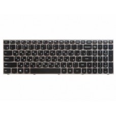 Клавиатура для ноутбука Lenovo IdeaPad 300-15IBR, 300-15ISK, 300-17ISK, 100-15IBD, черные кнопки, серебристая рамка, гор. Enter