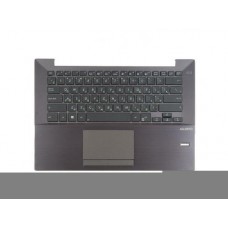 90R-NUE1K2J80Y Клавиатура для ноутбука Asus B400, B400VC с топкейсом, черные кнопки, фиолетово-серая панель
