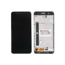 Дисплей в сборе с тачскрином и передней панелью для Asus ZenFone 3 Max ZC520TL черный б/у, с разбора, царапины