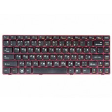 25-012960 Клавиатура для ноутбука Lenovo IdeaPad V370, черные кнопки, красная рамка, гор. Enter