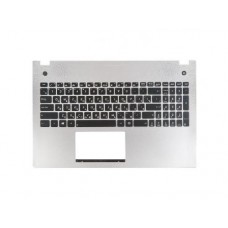 90NB03Z1-R31RU0 Клавиатура для ноутбука Asus N56JR-1A с топкейсом, с подсветкой серебристая панель, черные кнопки