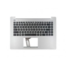 90NB02U1-R31RU0 Клавиатура для ноутбука Asus S451LA-1A с топкейсом, серебристая панель, черные кнопки