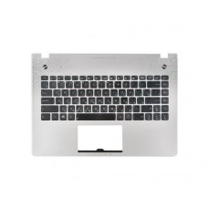 90R-NBH1K2i80U Клавиатура для ноутбука Asus N46VZ-1A с топкейсом, серебристая панель, черные кнопки
