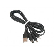 Кабель USB HOCO x25 Soarer one pull three 3 в 1, Lightning+Micro USB+Type-C, черный