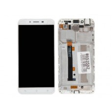 Дисплей в сборе с тачскрином и рамкой крепления для ASUS ZenFone 3 Max ZC553KL белые с разбора