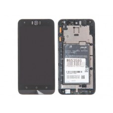 Дисплей в сборе с тачскрином и рамкой крепления для ASUS ZenFone Selfie ZD551KL черные с разбора