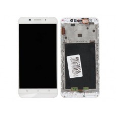 Дисплей в сборе с тачскрином и рамкой крепления для ASUS ZenFone 2 Max ZC550KL белые с разбора, модели 2*16GB(процессор 8916)