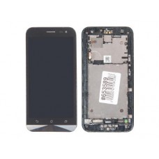 Дисплей в сборе с тачскрином и передней панелью для ASUS Zenfone 2 Laser ZE500KL, черный (б/у, с разбора), царапины