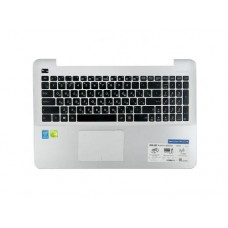 90NB0622-R31RU0 Клавиатура для ноутбука ASUS X555LD с топкейсом, серебристая панель, черные кнопки, с тачпадом [90NB0622-R31RU0], с разбора