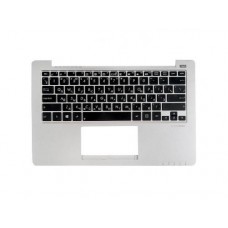 90NB00L2-R31RU0 Клавиатура для ноутбука Asus X201E с топкейсом, серебристый, черные кнопки [90NB00L2-R31RU0]