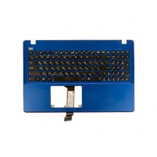 Клавиатура для ноутбука Asus X550VA с топкейсом, темно-синяя панель, черные кнопки