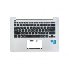 13NB02Y1AM0211 Клавиатура для ноутбука Asus S301LA, S301LP с топкейсом, серебристая, черные кнопки [13NB02Y1AM0211] (с разбора)