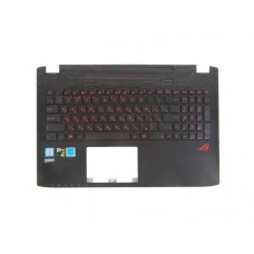 13NB07Z1AP0341 Клавиатура для ноутбука ASUS GL552VW с топкейсом, черная, красные буквы, с подсветкой [13NB07Z1AP0341] (с разбора), мелкие царапинки
