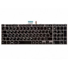NSK-TV0GC Клавиатура для ноутбука Toshiba Satellite C850, C850D, C855, C855D, L850, L850D, L855, L855D, черные кнопки, белая рамка, с подсветкой, верт. Enter