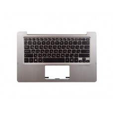 13NB0071AM011 Клавиатура для ноутбука Asus TX300CA с топкейсом, серебристая, черные кнопки, с подсветкой [13NB0071AM011] (с разбора)