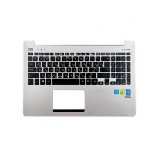 13NB0261AM1201 Клавиатура для ноутбука Asus S551L с топкейсом, серебристый, черные кнопки, с динамиками [13NB0261AM1201] (с разбора), потертости