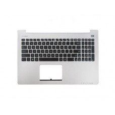13NB0061AM0121 Клавиатура для ноутбука Asus S500C, K56CM с топкейсом, серебристый, черные кнопки, с динамиками [13NB0061AM0121] (с разбора)
