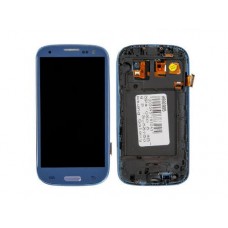 Дисплей в сборе с тачскрином и передней панелью для Samsung Galaxy S3 (GT-I9305) синий AAA