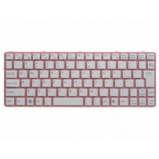 149036851 Клавиатура для ноутбука Sony Vaio SVE111, SVE1111M1R, белые кнопки, розовая рамка, верт. Enter