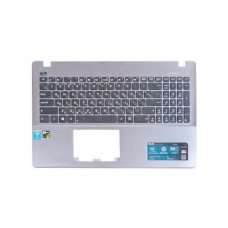 13NB0671AP0701 Клавиатура для ноутбука Asus X550J, X550 серия с топкейсом, стальная, черные кнопки [13NB0671AP0701] сильные потертости и царапины (с разбора)