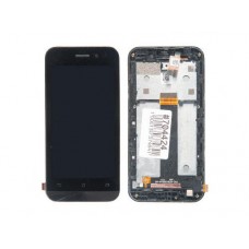Дисплей в сборе с тачскрином и рамкой крепления для Asus ZenFone Go ZB452KG черный, с разбора, много царапин