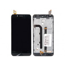 Дисплей в сборе с тачскрином и передней панелью для Asus Zenfone Go ZC500TG черный (б/у, с разбора, сильные царапины)