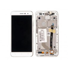 Дисплей в сборе с тачскрином и рамкой крепления для ASUS ZenFone 3 ZE552KL белый с разбора