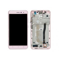 Дисплей в сборе с тачскрином и рамкой крепления для ASUS ZenFone 3 ZE552KL розовый с разбора