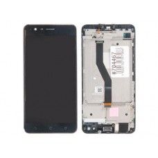 Дисплей в сборе с тачскрином и рамкой крепления для ASUS ZenFone 3 ZOOM ZE553KL черный, с разбора, сильные царапины