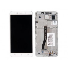 Дисплей в сборе с тачскрином и рамкой крепления для ASUS ZenFone 3 Lazer ZC551KL белый, с разбора, царапины