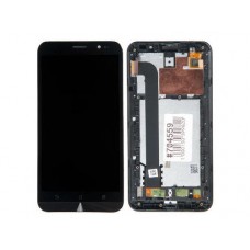 Дисплей в сборе с тачскрином и рамкой крепления для ASUS ZenFone Go ZB552KL черный с разбора